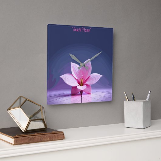 Dimensionaal Gladioli: Roze en Paars Masterstuk Vierkante Klok (Kantoor)