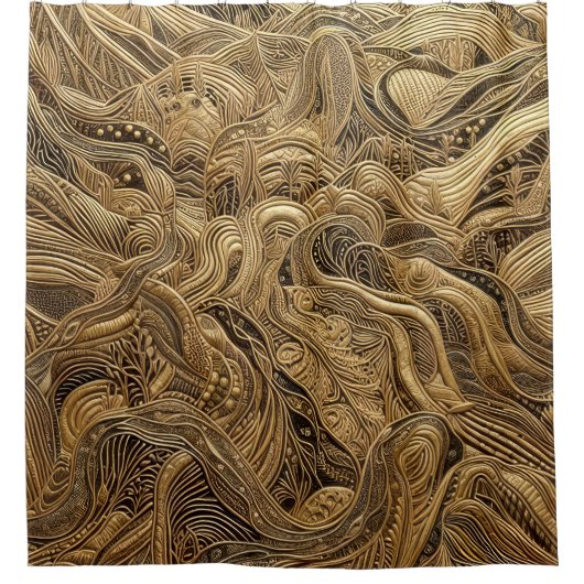 Dimensionaal Goud Abstract Design Douchegordijn (Voorkant)