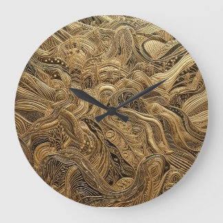 Dimensionaal Goud Abstract Design Grote Klok