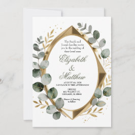 Dimensionaal Gouden Eucalyptus Geometrisch Ovaal Kaart