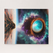 Dimensionaal portaal naar een buitenwereld donker  legpuzzel (Horizontaal)