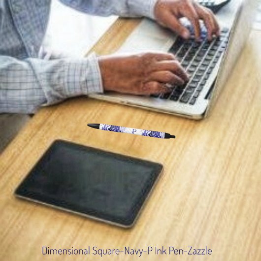 Dimensionaal vierkant-marineP Zwarte Inkt Pen
