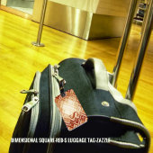 Dimensionaal vierkant-rood-S Bagagelabel