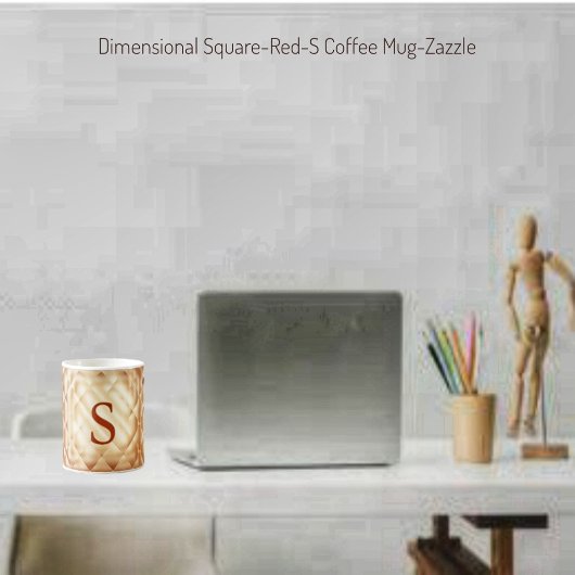 Dimensionaal vierkant-rood-S Koffiemok