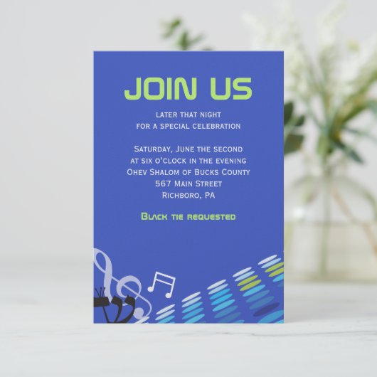 DIMENSIONAL Bar Mitzvah Invitation Reception Kaart (Staand voorkant)