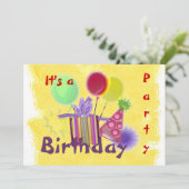 Dimensional Birthday Party Invitation Kaart (Staand voorkant)