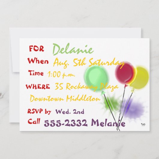 Dimensional Birthday Party Invitation Kaart (Achterkant)