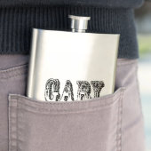 Dimensional Black White Gary Name, Hip Flask Flacon (Voorbeeld)
