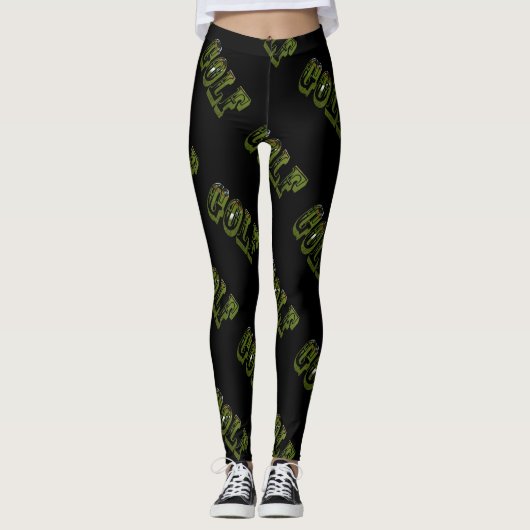 Dimensional Green Golf Afbeelding Logos Leggings (Voorkant)