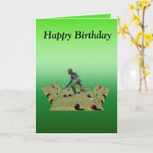 Dimensional Lawn Bowler Design Birthday Kaart (Gele Bloem)