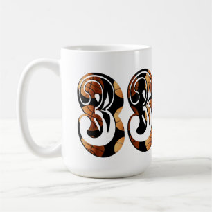 Dimensional Oranje Zwarte Basketbal Nummer 33, Koffiemok