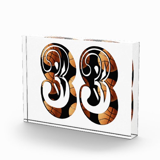 Dimensionale Oranje zwarte basketbal nummer 33, Fotoblokken (Rechts)