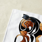 Dimensionale Oranje zwarte basketbal nummer 33, Strandlaken (In situ)