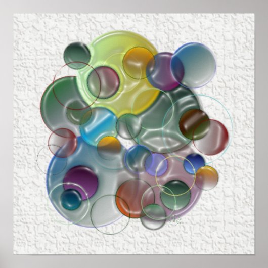Dimensionele cirkelvormen Multicolors Poster (Voorkant)