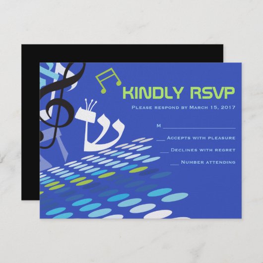 DIMENTIONAL Bar Bat Mitzvah RSVP Reply Card (Voorkant / Achterkant)