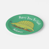 Dimetrodon happy green dinosaur cartoon papieren bordje (Gekanteld)