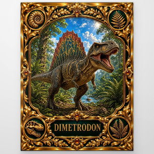 Dimetrodon, met juwelen versierde erfstuk kunst briefkaart