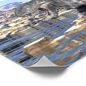 Dimetrodon staat in een vijver in de woestijn poster (Hoek)