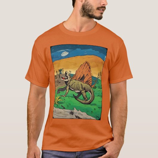 Dimetrodon synapsid Tijdreizen T-shirt Heren (Voorkant)