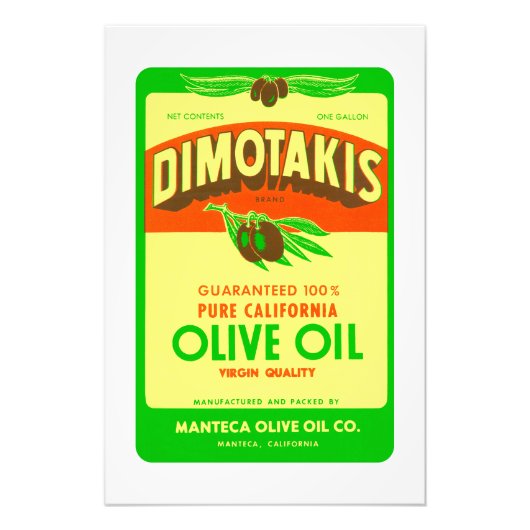 Dimotakis Family Olive Oil Co. Manteca, CA Foto Afdruk (Voorkant)