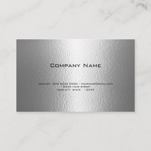 Dimpled Silver Pewter Faux Metallic Visitekaartje (Achterkant)