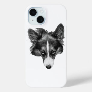 dimschaduw corgi gezicht iPhone 15 case