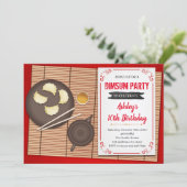 Dimsum verjaardagsfeestje uitnodiging (Staand voorkant)