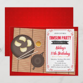 Dimsum verjaardagsfeestje uitnodiging (Voorkant / Achterkant)