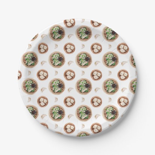 dimsumpatroon van de Waterverf Papieren Bordje (Voorkant)