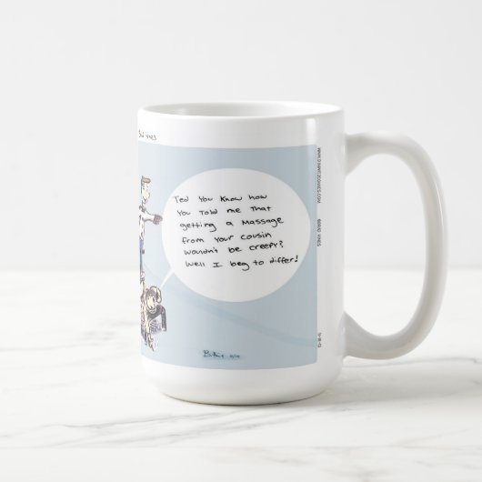 Dimwitz Comics Unicycle Massage Coffee Mok (Rechts)