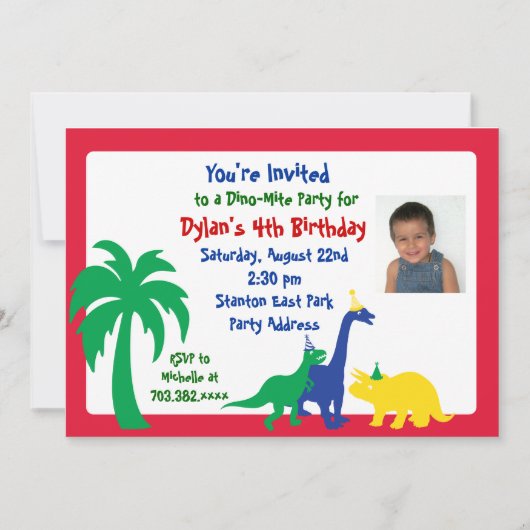 Din0-mite Birthday Invitation Kaart (Voorkant)