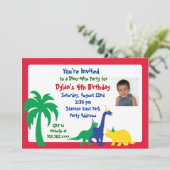 Din0-mite Birthday Invitation Kaart (Staand voorkant)