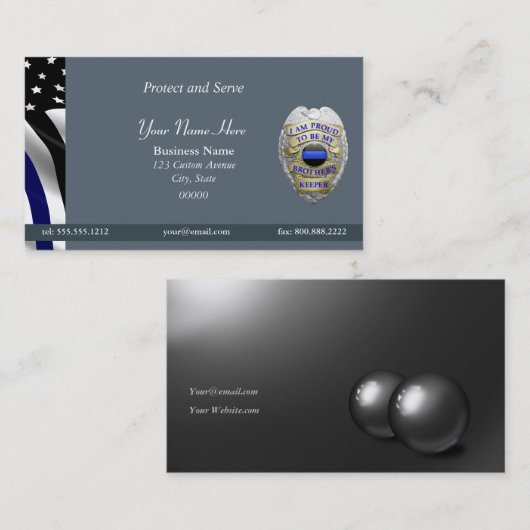 Din Blue Line Brother's Keeper Badge Visitekaartje (Voorkant / Achterkant)