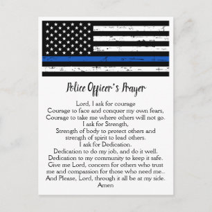 Din Blue Line Flag Police Officer Prayer Briefkaart
