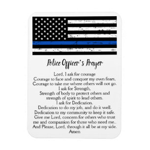 Din Blue Line Flag Police Officer Prayer Magneet