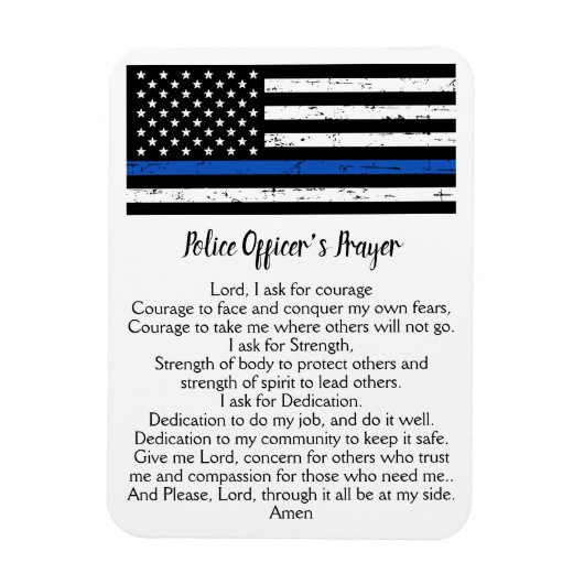 Din Blue Line Flag Police Officer Prayer Magneet (Verticaal)