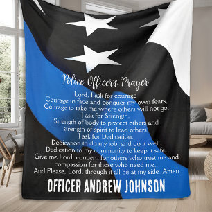 Din Blue Line Flag Police Officer's Prayer Fleece Deken