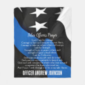 Din Blue Line Flag Police Officer's Prayer Fleece Deken (Voorkant)