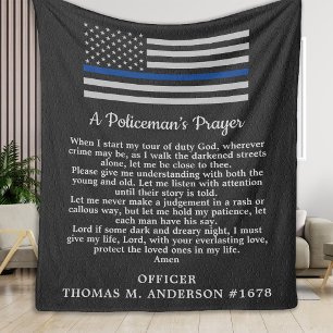 Din Blue Line Flag Police Policies Prayer Fleece Deken