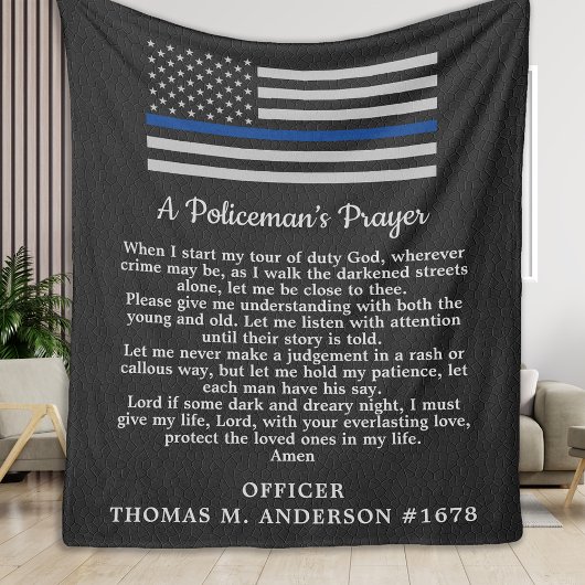 Din Blue Line Flag Police Politieman's gebed Fleece Deken