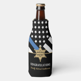 Din Blue Line Flag Police Sheriff Retirement Flesjeskoeler