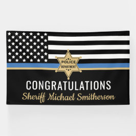 Din Blue Line Flag Police Sheriff Retirement Spandoek
