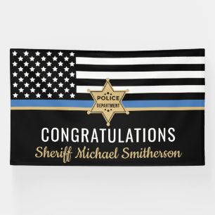 Din Blue Line Flag Police Sheriff Retirement Spandoek