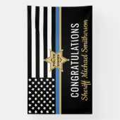 Din Blue Line Flag Police Sheriff Retirement Spandoek (Verticaal)