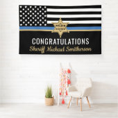 Din Blue Line Flag Police Sheriff Retirement Spandoek (Insitu)
