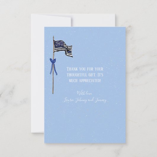 Din Blue Line Flag Snowman Holiday Bedankkaart (Achterkant)