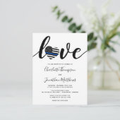 Din Blue Line Heart Weddenschap van politie Aankondigingskaart (Staand voorkant)