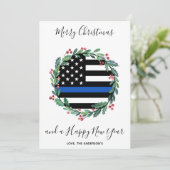 Din Blue Line met kerstmis Feestdagenkaart (Staand voorkant)