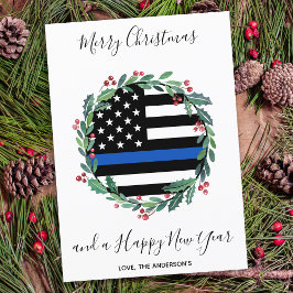 Din Blue Line met kerstmis Feestdagenkaart