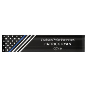 Din Blue Line Police Stars Stripes Monogram Naambordje